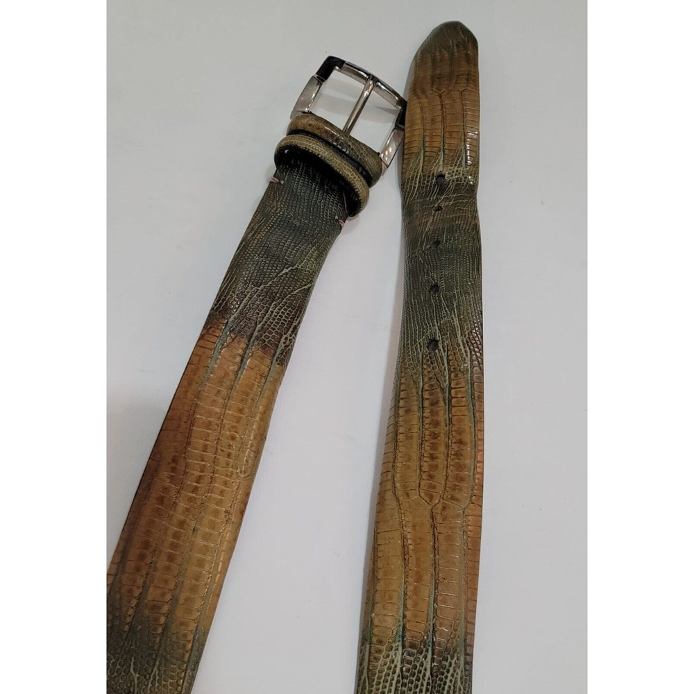 Bill Lavin Soft Collection Italy Hand Made Lizard Belt Classic Brass Buckle 36 - Picture 7 of 9